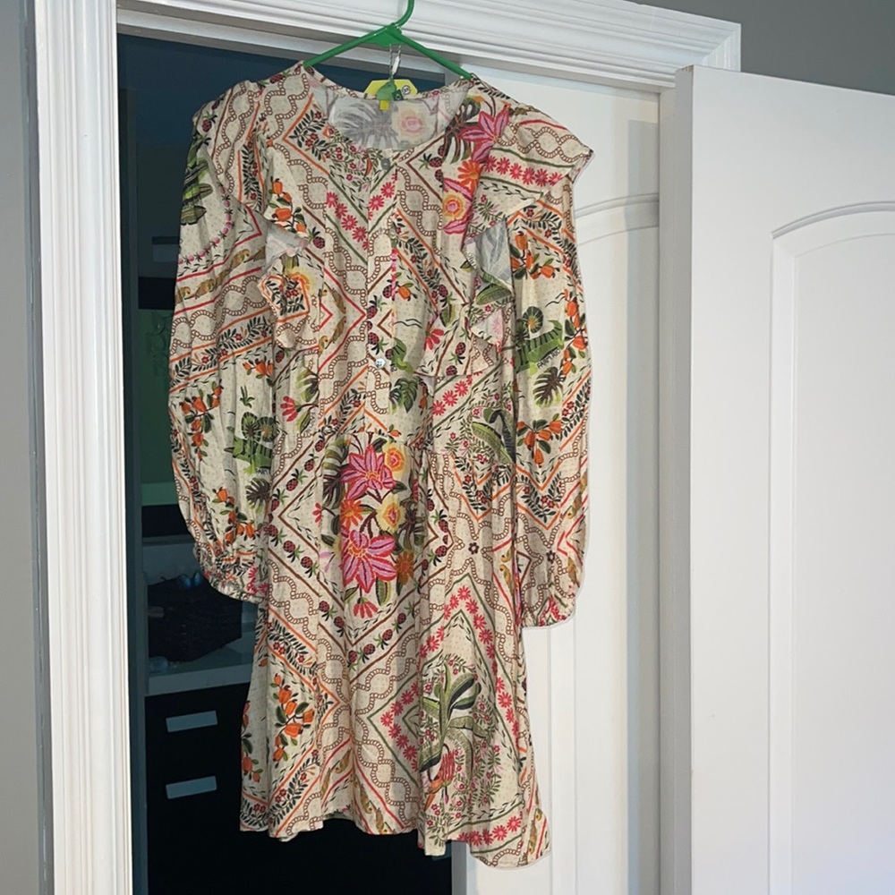 Farm Rio print dress long Sleeves size xs NWT